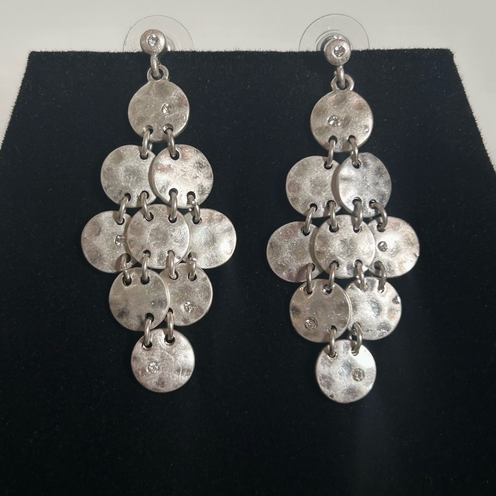 Hammered Disc Cluster Earrings